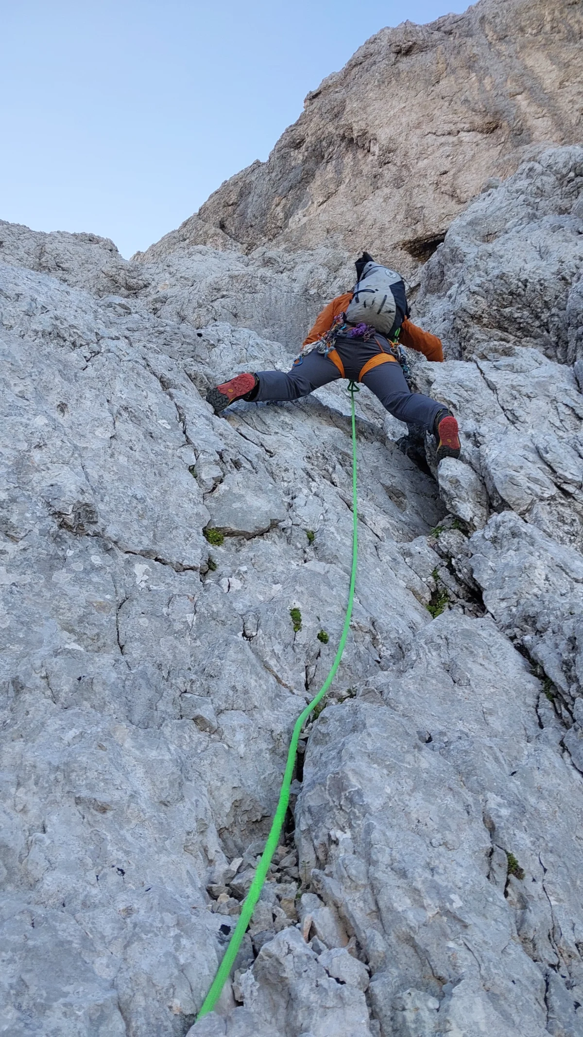 Eisenzeit – Zugspitze North Face: Climber overcoming a steep rock step.